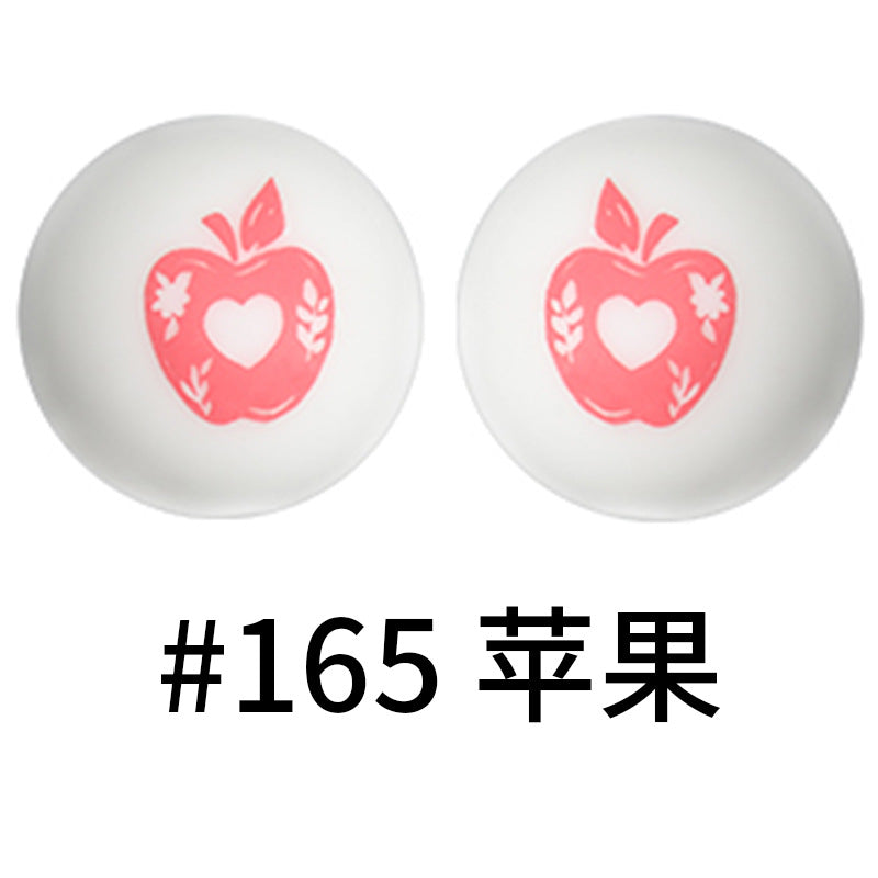 Wholesale 50pcs 16mm Print Silicone Beads Colorful Silicone Water Transfer Beads